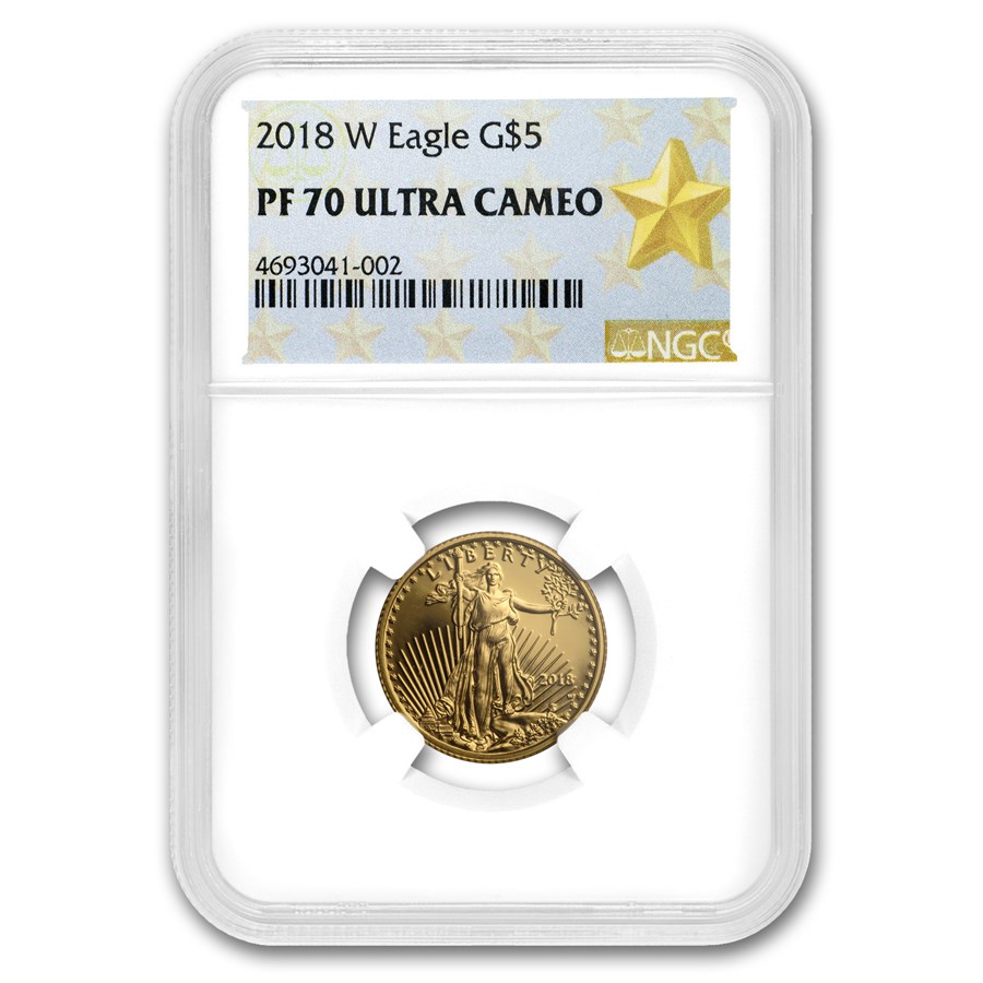 2018-W 1/10 oz Proof American Gold Eagle PF-70 NGC (Labels Vary)