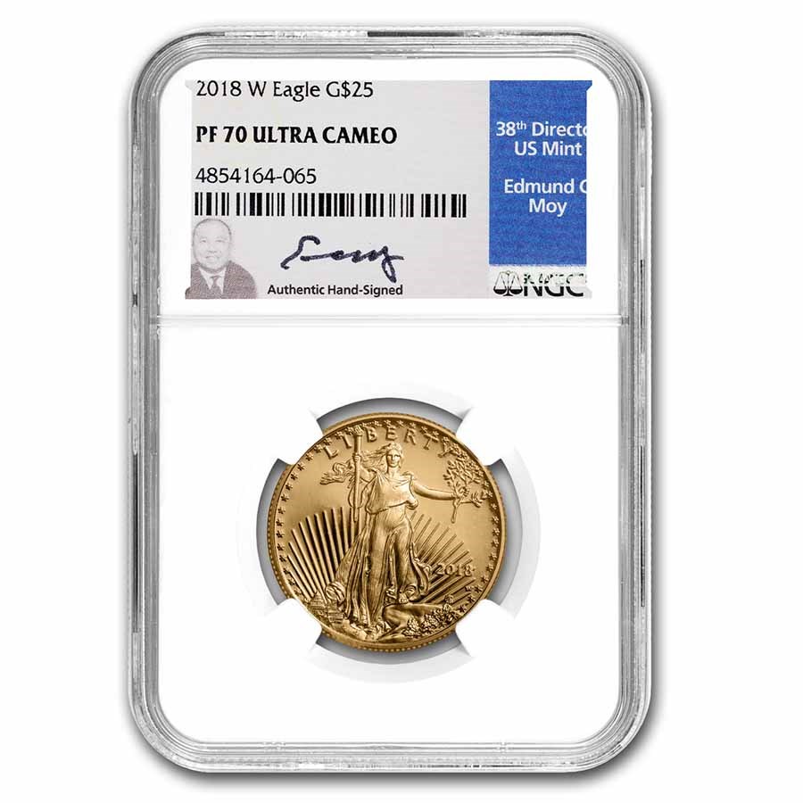 2018-W 1/2 oz Proof American Gold Eagle PF-70 NGC (Moy)