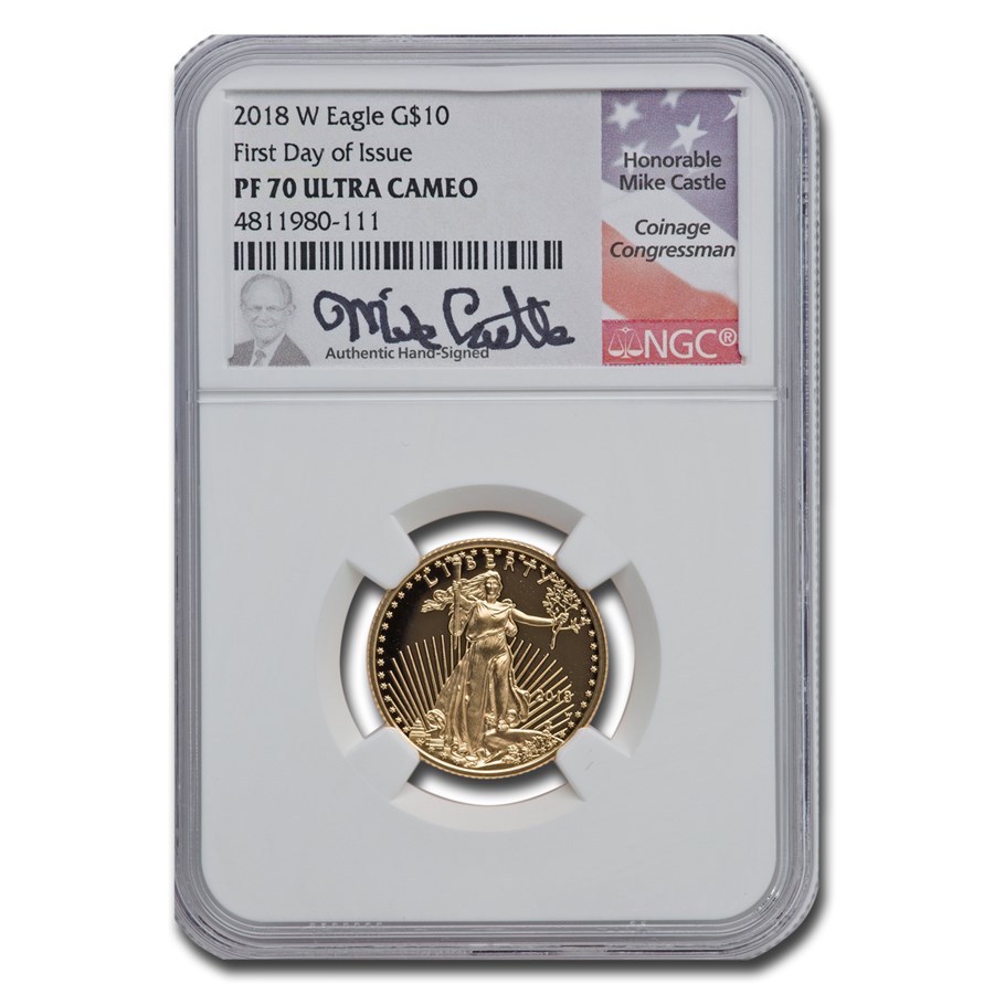 2018-W 1/4 oz Proof American Gold Eagle PF-70 NGC (FDI, Castle)