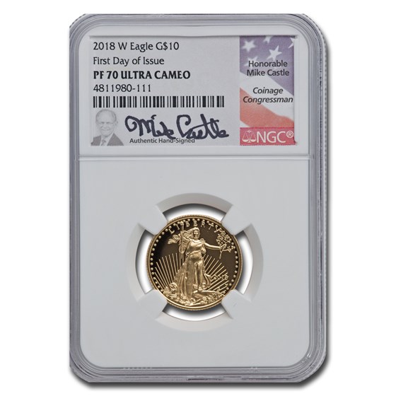 2018-W 1/4 oz Proof American Gold Eagle PF-70 NGC (FDI, Castle) 2018-W 1/4 oz Proof American Gold Eagle PF-70 NGC (FDI, Castle)