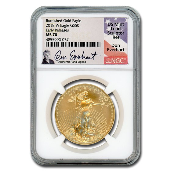 2018-W 1 oz Burnished Gold Eagle MS-70 NGC (ER, Everhart) 2018-W 1 oz Burnished Gold Eagle MS-70 NGC (ER, Everhart)