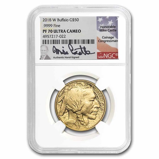 2018-W 1 oz Proof Gold Buffalo PF-70 NGC (Castle) 2018-W 1 oz Proof Gold Buffalo PF-70 NGC (Castle)