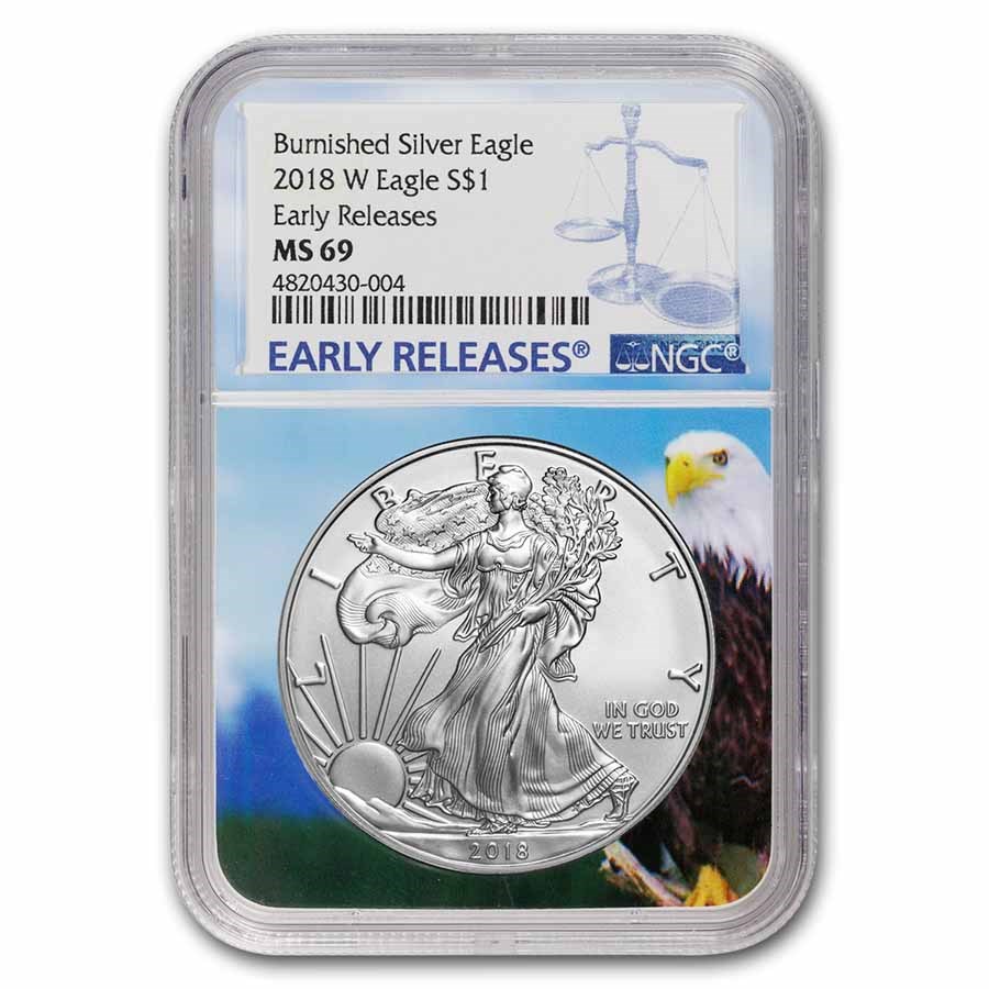 2018-W Burnished American Silver Eagle MS-69 NGC