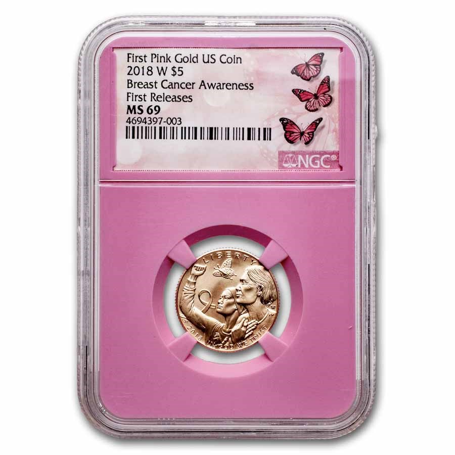 2018-W Gold $5 Breast Cancer Awareness MS-69 NGC (FR)