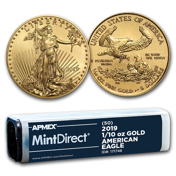 2019 1/10 oz Gold American Eagle (50-Coin MintDirect® Tube) 2019 1/10 oz Gold American Eagle (50-Coin MintDirect® Tube)