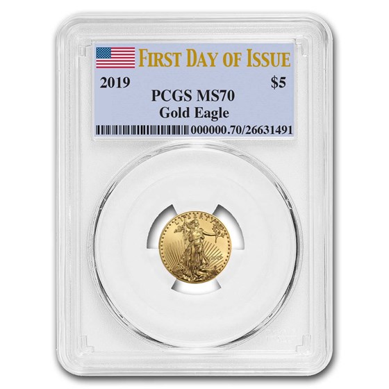 2019 1/10 oz Gold American Eagle MS-70 PCGS (First Day of Issue) 2019 1/10 oz Gold American Eagle MS-70 PCGS (First Day of Issue)