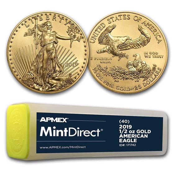 2019 1/2 oz Gold American Eagle (40-Coin MintDirect® Tube) 2019 1/2 oz Gold American Eagle (40-Coin MintDirect® Tube)