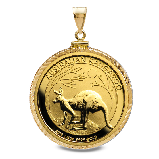 2019 1/4 oz Gold Kangaroo Pendant (Diamond-Cut Screw-Top Bezel) 2019 1/4 oz Gold Kangaroo Pendant (Diamond-Cut Screw-Top Bezel)