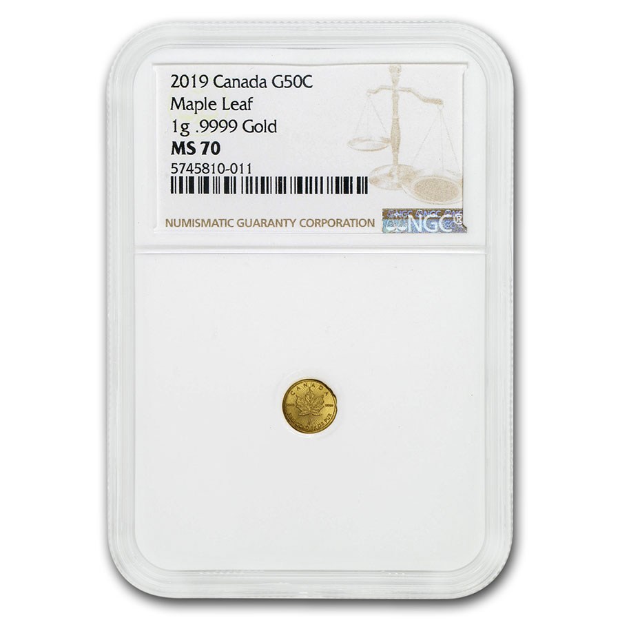 Buy 2019 1 gram Gold Maple Leaf - Maplegram 25™ MS-70 NGC | APMEX