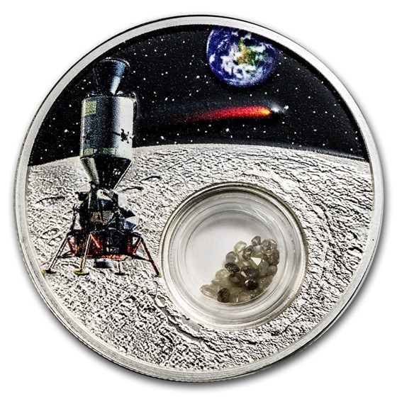 2019 1 oz AG 50th Anniv. Moon Landing Diamonds (No COA) 2019 1 oz AG 50th Anniv. Moon Landing Diamonds (No COA)