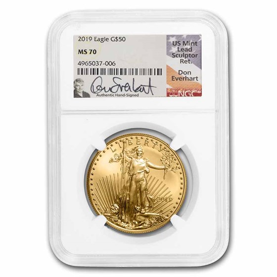 2019 1 oz American Gold Eagle MS-70 NGC (Don Everhart Signed) 2019 1 oz American Gold Eagle MS-70 NGC (Don Everhart Signed)