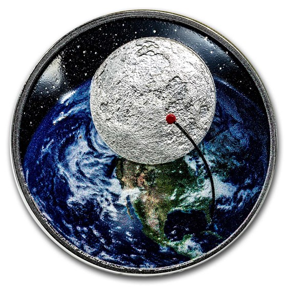 2019 1 oz Silver 50th Anniversary Moon Landing Curved Proof