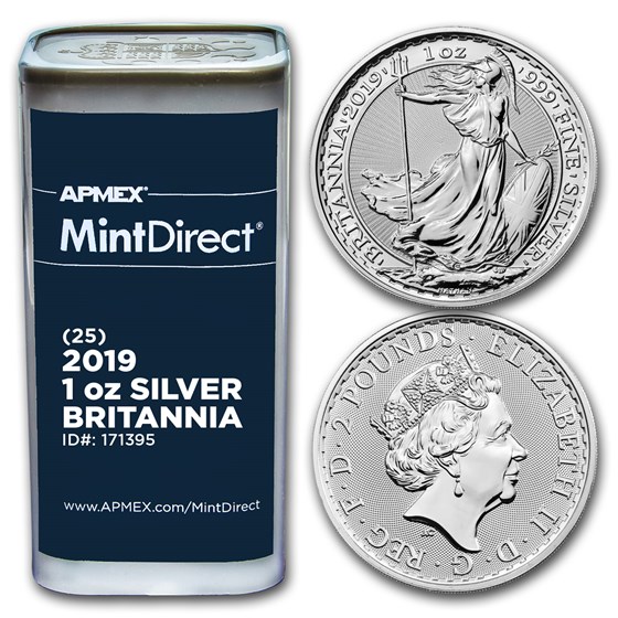 2019 1 oz Silver Britannia (25-Coin MintDirect® Tube) 2019 1 oz Silver Britannia (25-Coin MintDirect® Tube)
