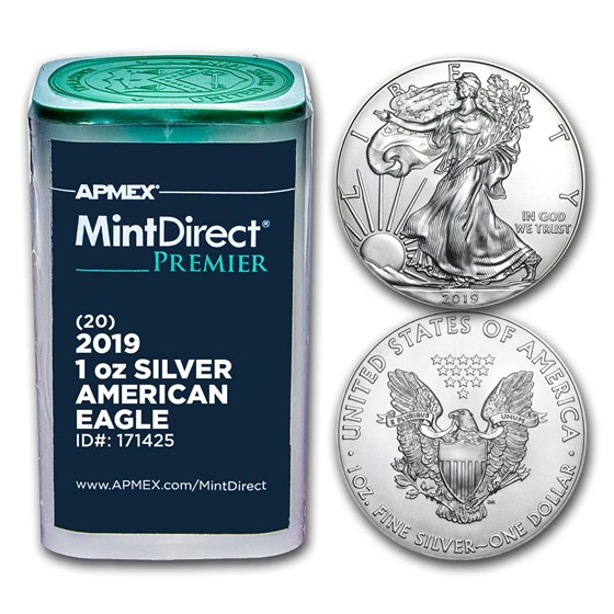 2019 1 oz Silver Eagles (20-Coin MintDirect® Premier Tube) 2019 1 oz Silver Eagles (20-Coin MintDirect® Premier Tube)
