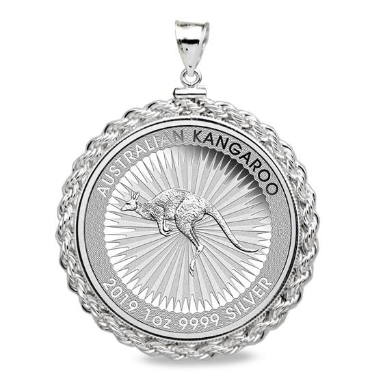 2019 1 oz Silver Kangaroo Pendant (Rope Style Bezel) 2019 1 oz Silver Kangaroo Pendant (Rope Style Bezel)