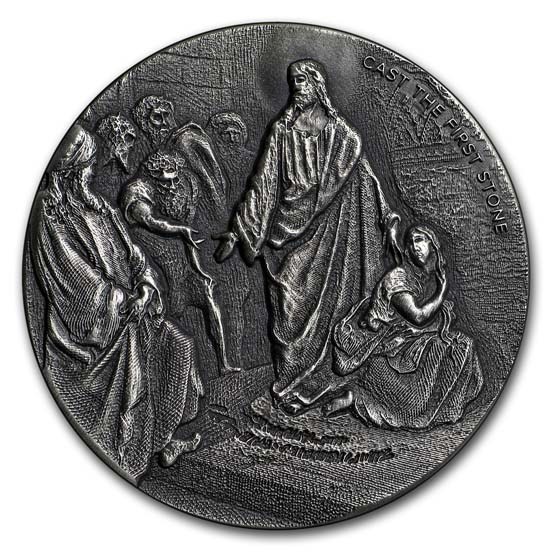 2019 2 oz Silver Coin - Biblical Series (Cast the First Stone) 2019 2 oz Silver Coin - Biblical Series (Cast the First Stone)