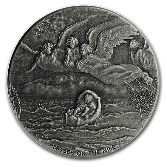 2019 2 oz Silver Coin - Biblical Series (Moses on the Nile) 2019 2 oz Silver Coin - Biblical Series (Moses on the Nile)