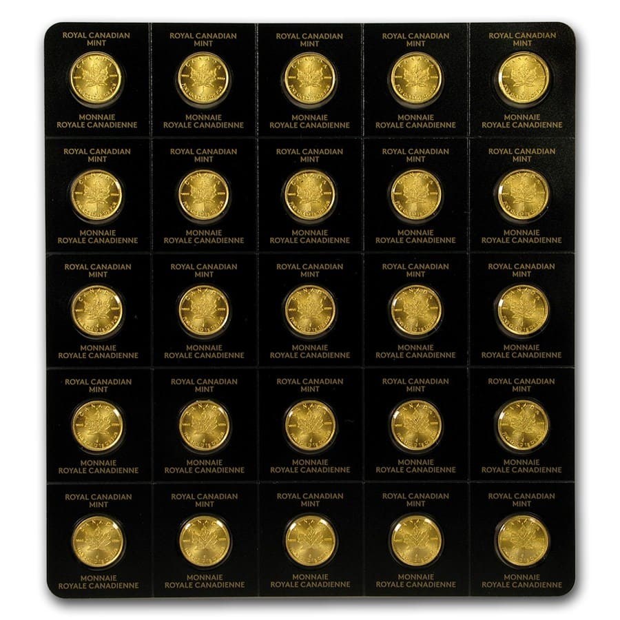 2019 25x 1 gram Gold Maple Leafs Maplegram25™ (In Assay Sleeve)