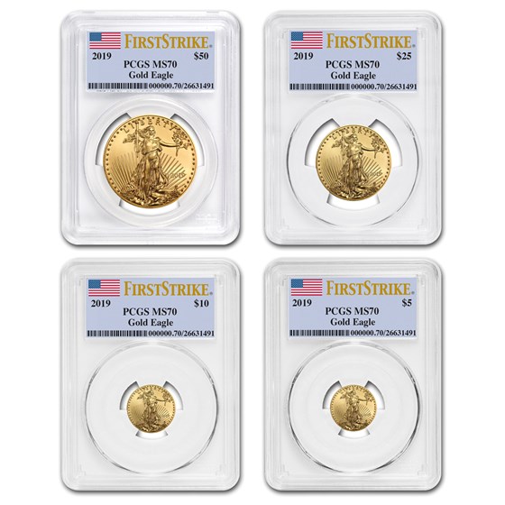 2019 4-Coin Gold American Eagle Set MS-70 PCGS (FirstStrike®) 2019 4-Coin Gold American Eagle Set MS-70 PCGS (FirstStrike®)