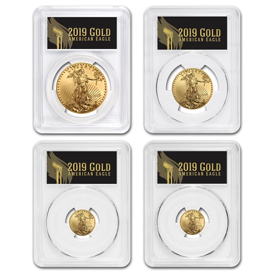 2019 4-Coin Gold Eagle Set MS-70 PCGS (First Day, Black Label) 2019 4-Coin Gold Eagle Set MS-70 PCGS (First Day, Black Label)