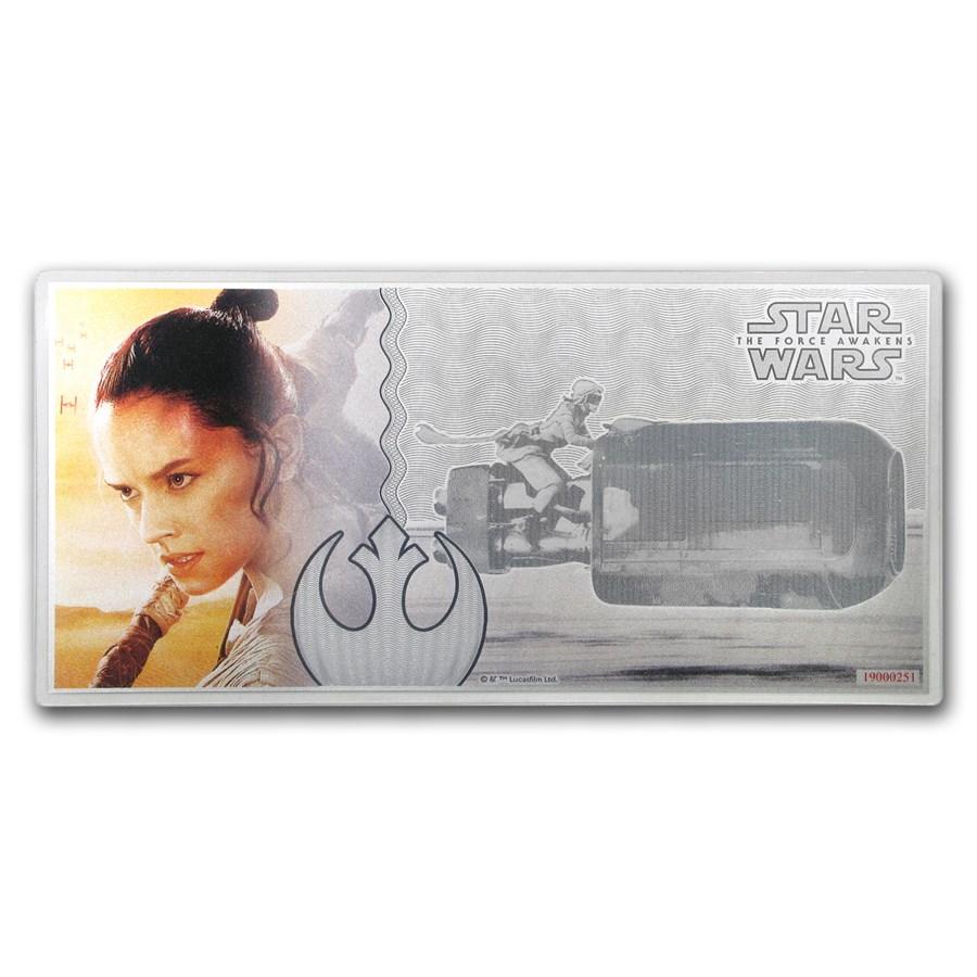 2019 5 gm Silver $1 Note Star Wars The Force Awakens: Rey w/Album
