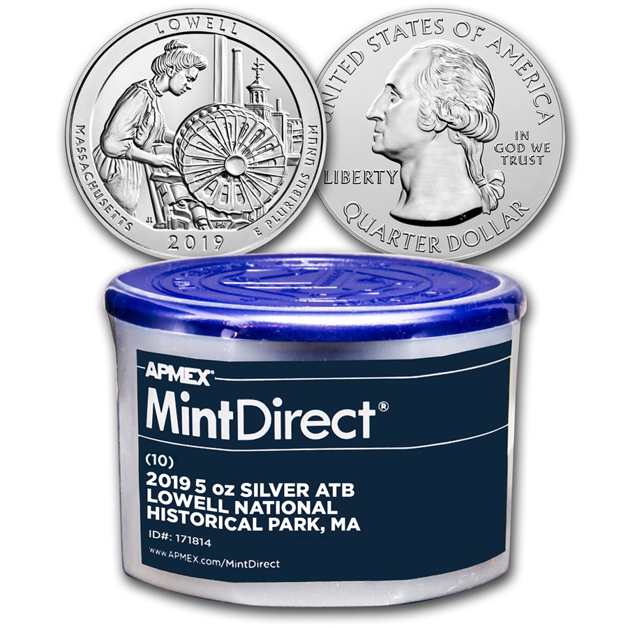 2019 5 oz Silver ATB Lowell National (10-Coin MintDirect® Tube)
