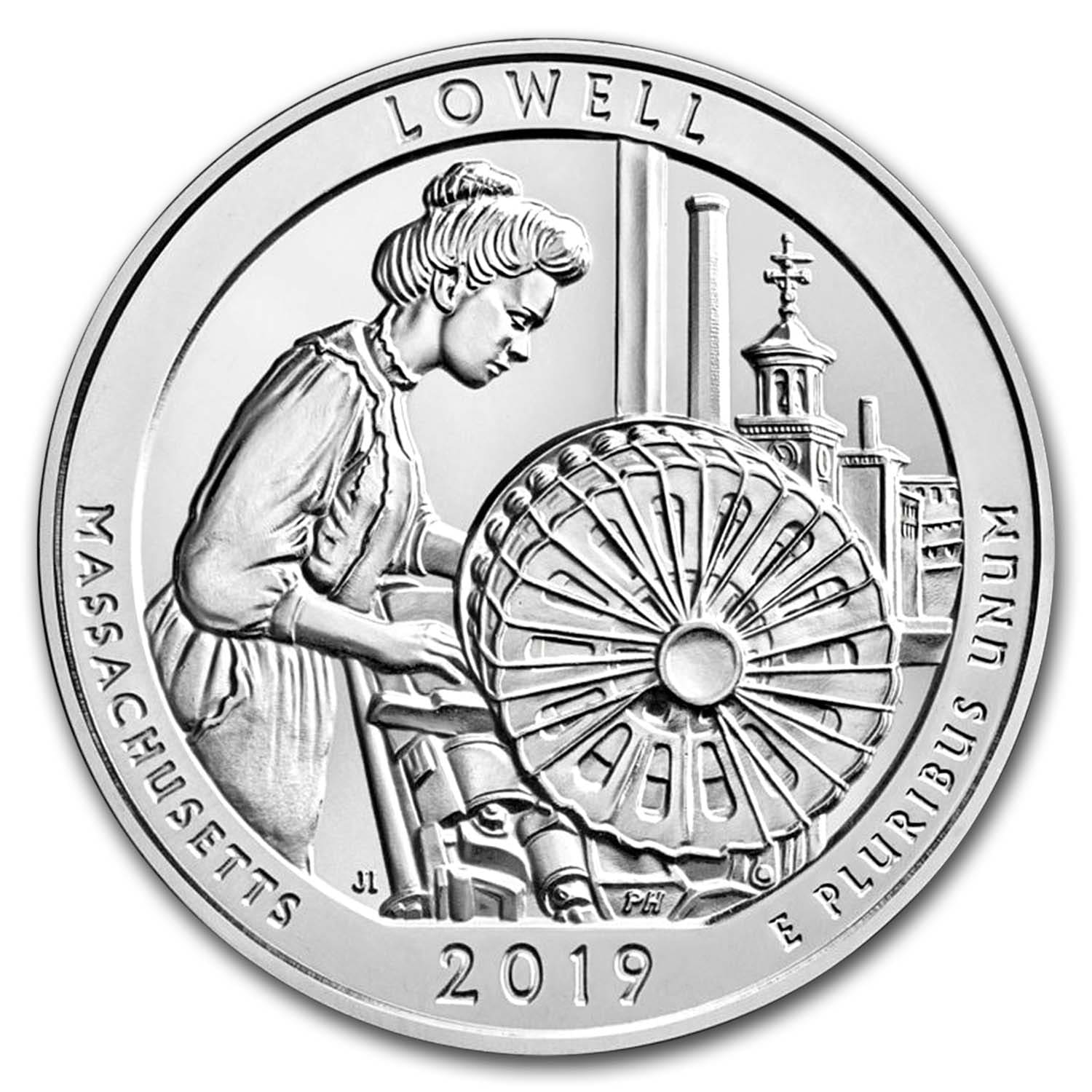 2019 5 oz Silver ATB Lowell National Historical Park MA Silver Brilliant Uncirculated 