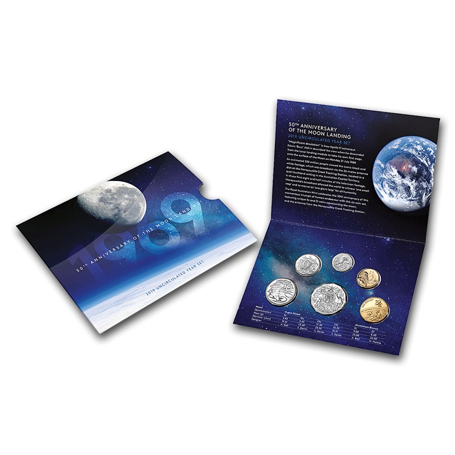 2019 6-Coin Royal Australian Mint Uncirculated Moon Landing Set