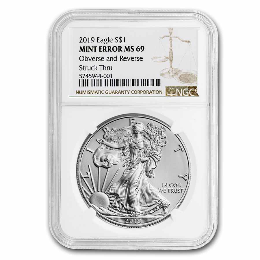 Buy 2019 American Silver Eagle MS-69 NGC (Error, Obv/Rev