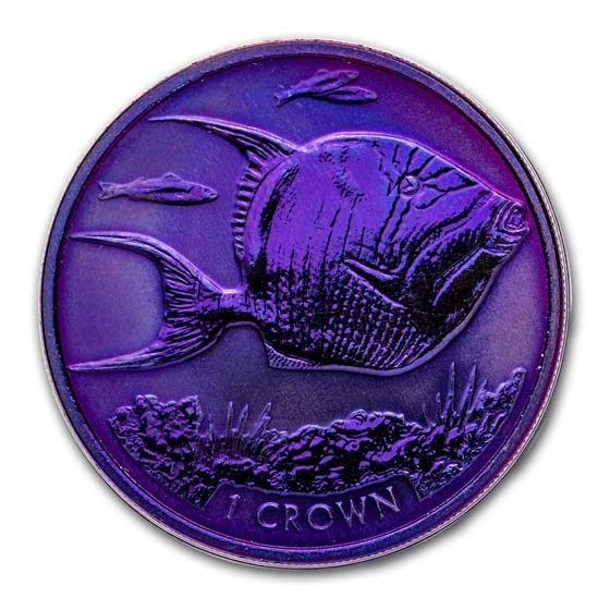 2019 Ascension Island Purple Titanium 1 Crown: Triggerfish 2019 Ascension Island Purple Titanium 1 Crown: Triggerfish
