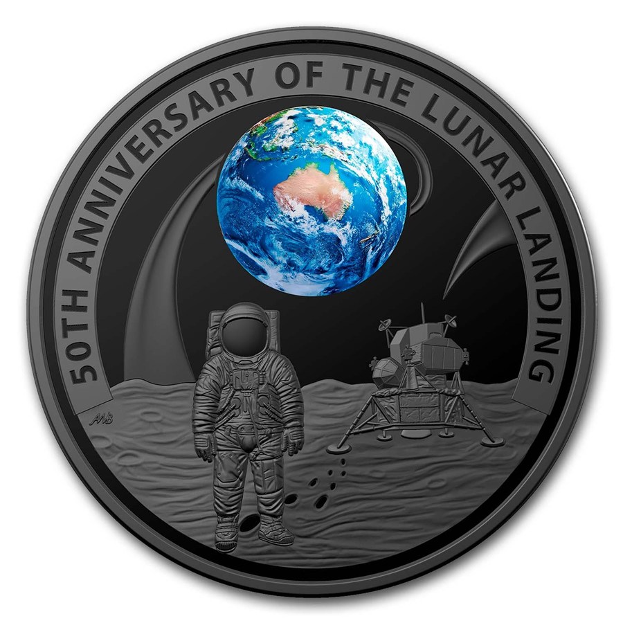 Buy 2019 AUS 1 oz Silver Prf Domed Apollo 11 Moon Landing 50th Anniv ...