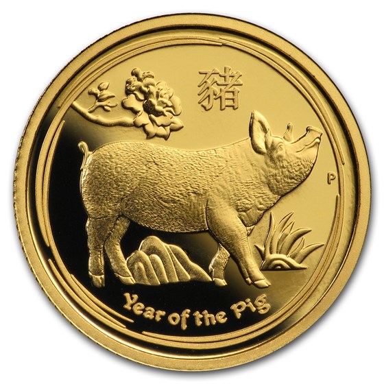 2019 Australia 1/10 oz Gold Lunar Pig Proof (w/box & COA) 2019 Australia 1/10 oz Gold Lunar Pig Proof (w/box & COA)
