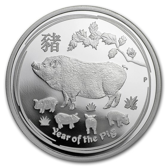 2019 Australia 1/2 oz Silver Lunar Pig Proof (w/Box & COA) 2019 Australia 1/2 oz Silver Lunar Pig Proof (w/Box & COA)