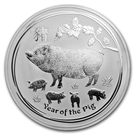 2019 Australia 1 kilo Silver Lunar Pig BU