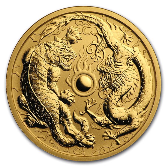 2019 Australia 1 oz Gold Dragon & Tiger BU 2019 Australia 1 oz Gold Dragon & Tiger BU