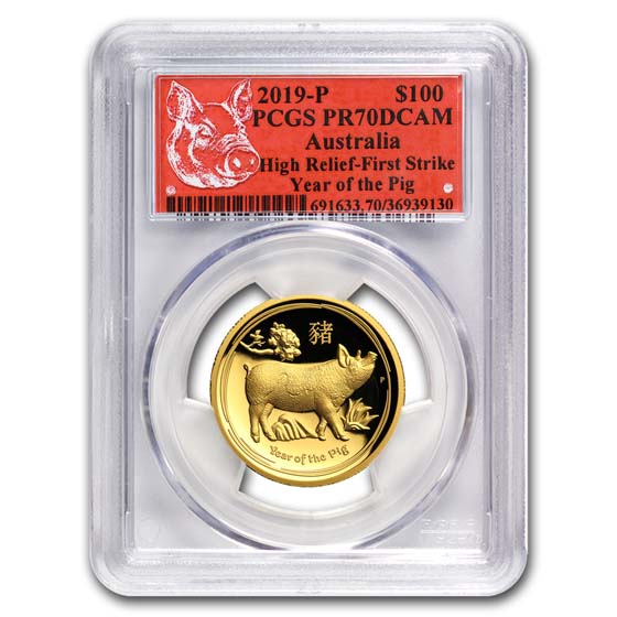 Buy 2019 Australia 1 oz Gold Pig HR PR-70 PCGS (FS, Red Label) | APMEX