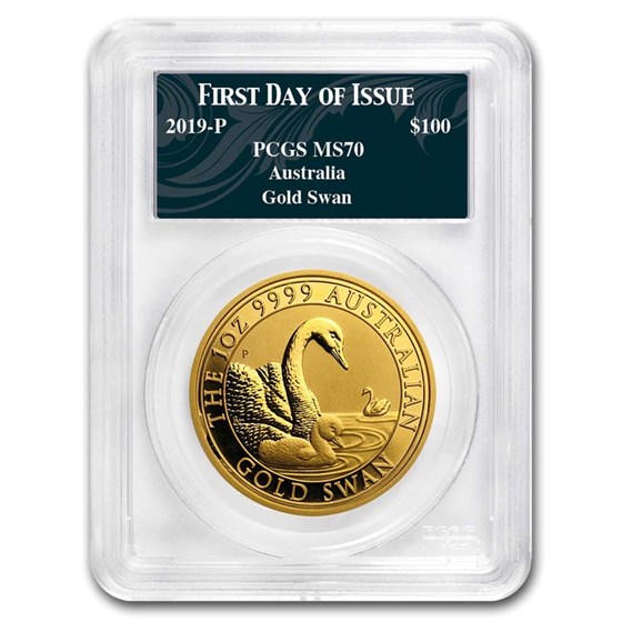 2019 Australia 1 oz Gold Swan MS-70 PCGS (FD, Swan Label) 2019 Australia 1 oz Gold Swan MS-70 PCGS (FD, Swan Label)