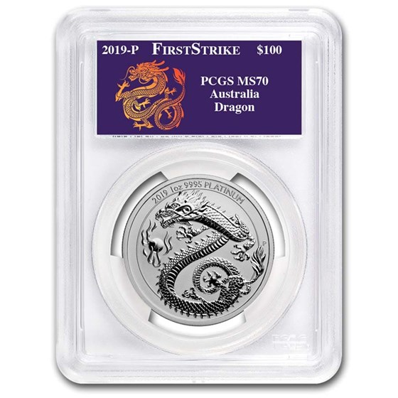 2019 Australia 1 oz Platinum Dragon MS-70 PCGS (FS) 2019 Australia 1 oz Platinum Dragon MS-70 PCGS (FS)