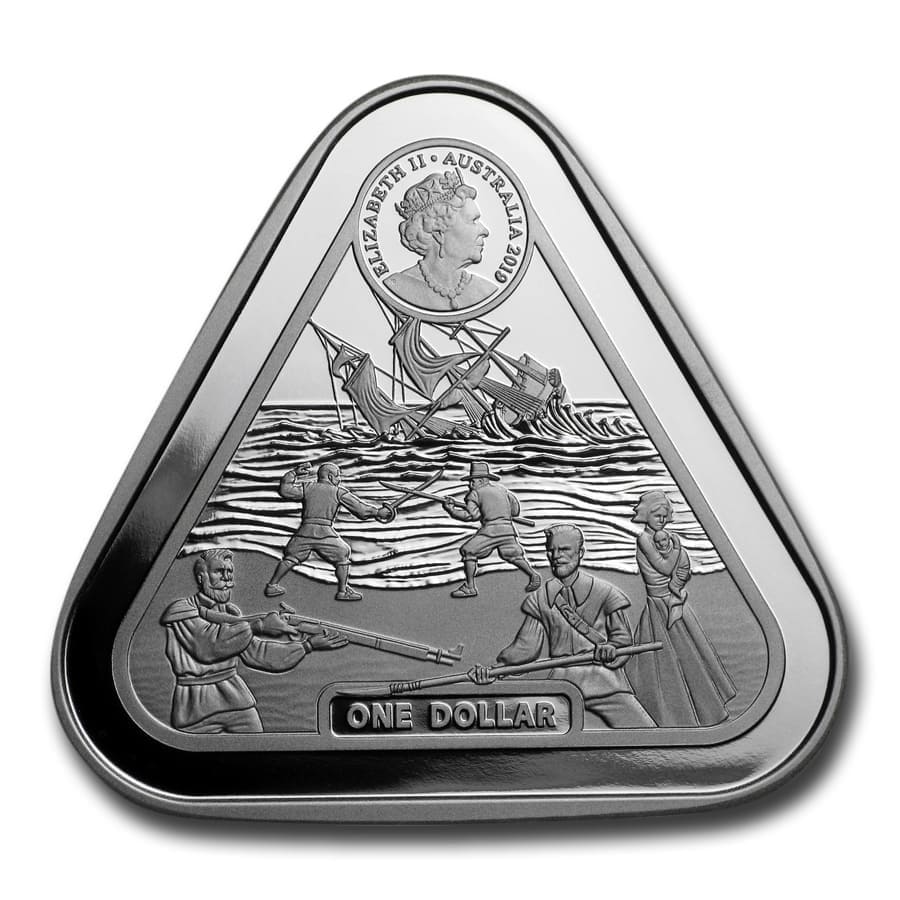 王立オーストラリア造幣局 オーシャンシリーズ ハタタテダイ 1ドル記念 2019 Australia 1 oz Silver $1 Batavia Shipwreck Triangular Coin | eBay