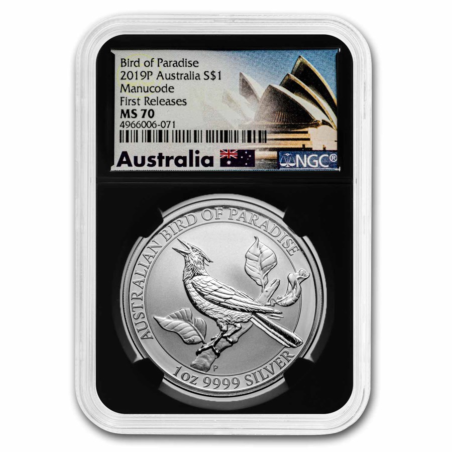 2019 Australia 1 oz Silver Bird of Paradise Manucodia MS 70 NGC