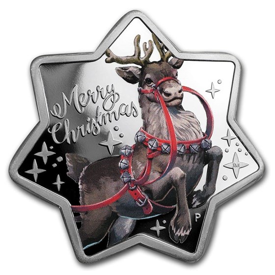 2019 Australia 1 oz Silver Christmas Reindeer (Star Shaped) 2019 Australia 1 oz Silver Christmas Reindeer (Star Shaped)