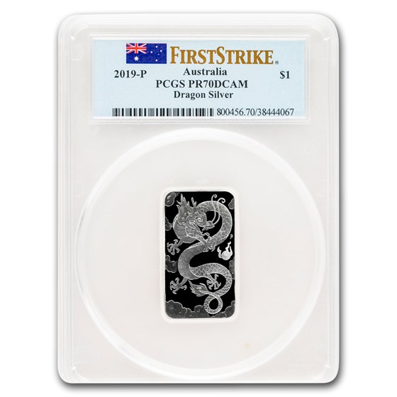 2019 Australia 1 oz Silver Dragon PR-70 PCGS (FirstStrike®) 2019 Australia 1 oz Silver Dragon PR-70 PCGS (FirstStrike®)