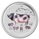 2019 Australia 1 oz Silver Lunar Pig BU (Colorized)