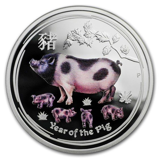 2019 Australia 1 oz Silver Lunar Pig Proof (Colorized) 2019 Australia 1 oz Silver Lunar Pig Proof (Colorized)