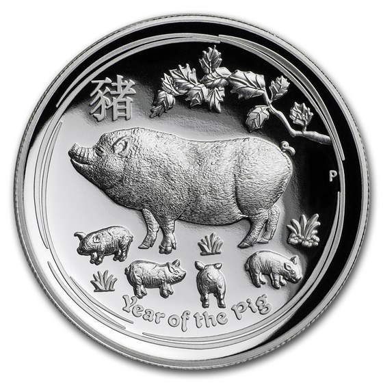 2019 Australia 1 oz Silver Lunar Pig Proof (HR, Box & COA) 2019 Australia 1 oz Silver Lunar Pig Proof (HR, Box & COA)