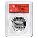 2019 Australia 1 oz Silver Pig HR PR-70 PCGS (FS, Red Label)