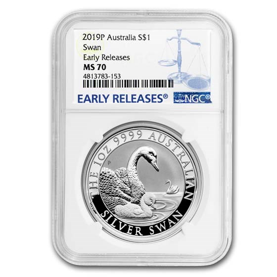 2019 Australia 1 oz Silver Swan MS-70 NGC (ER)