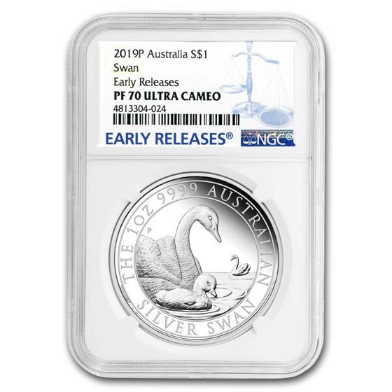 2019 Australia 1 oz Silver Swan PF-70 NGC (ER)