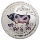 2019 Australia 10 oz Silver Lunar Colorized Pig BU