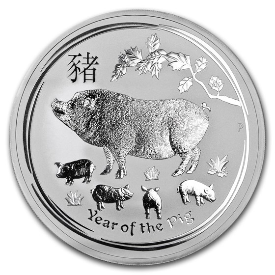 2019 Australia 10 oz Silver Lunar Pig BU 2019 Australia 10 oz Silver Lunar Pig BU